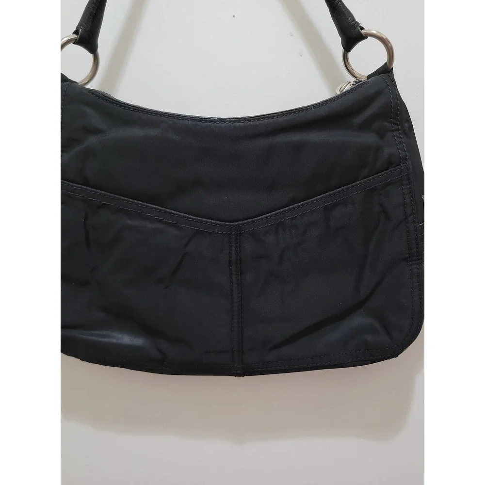 Prada Tessuto Nylon Leather Trim Hand Bag Black Dual Zip Pockets Authentic